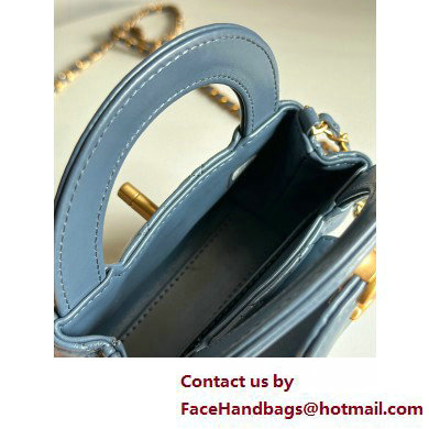 Chanel Shiny Aged Calfskin  &  Gold-Tone Metal Clutch with Chain Bag AP3435 Navy Blue 2025